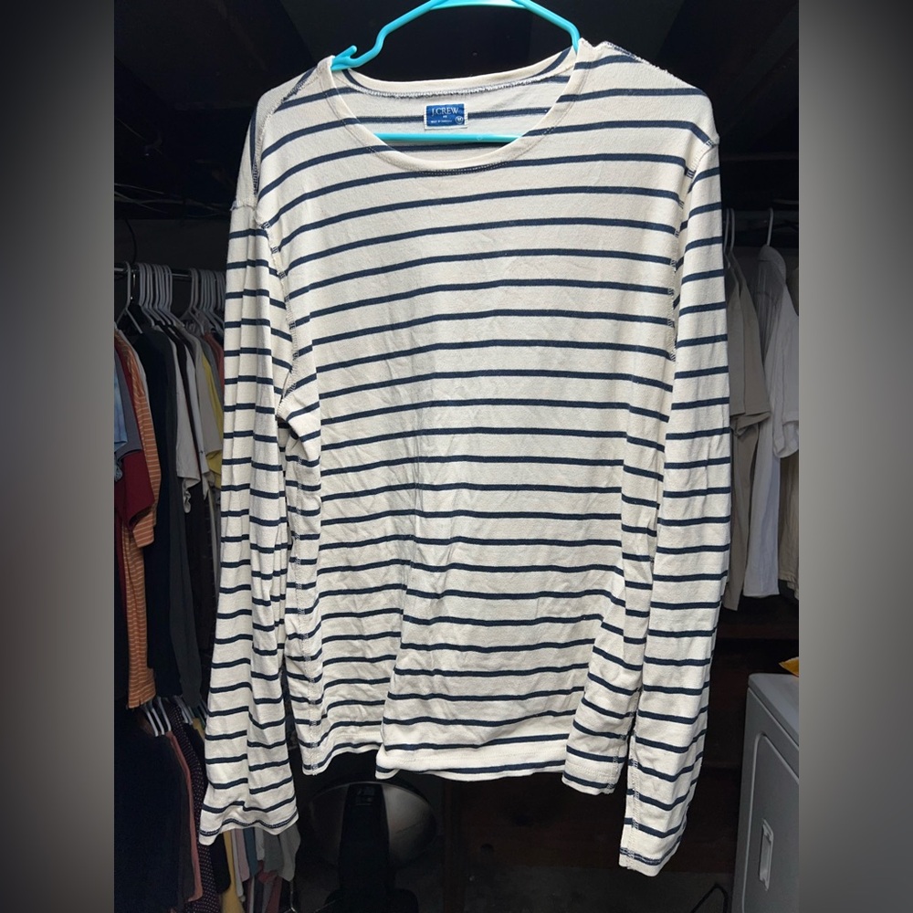 J. Crew Navy Striped Long Sleeve Tee